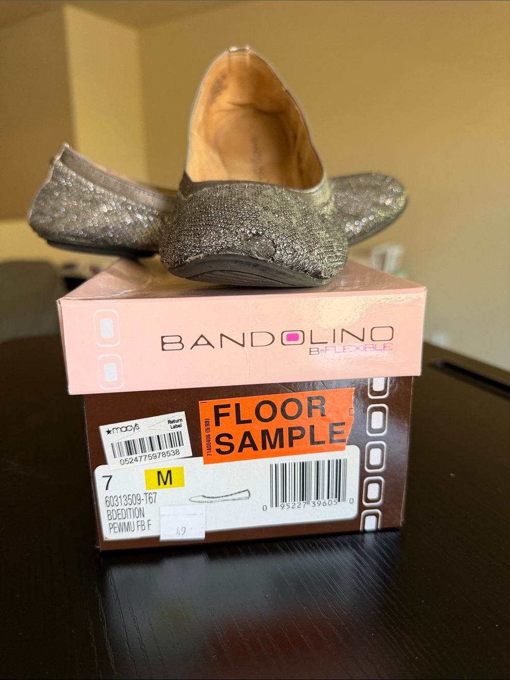 Bandolino Glittered Ballet Flats in Metallic Silver